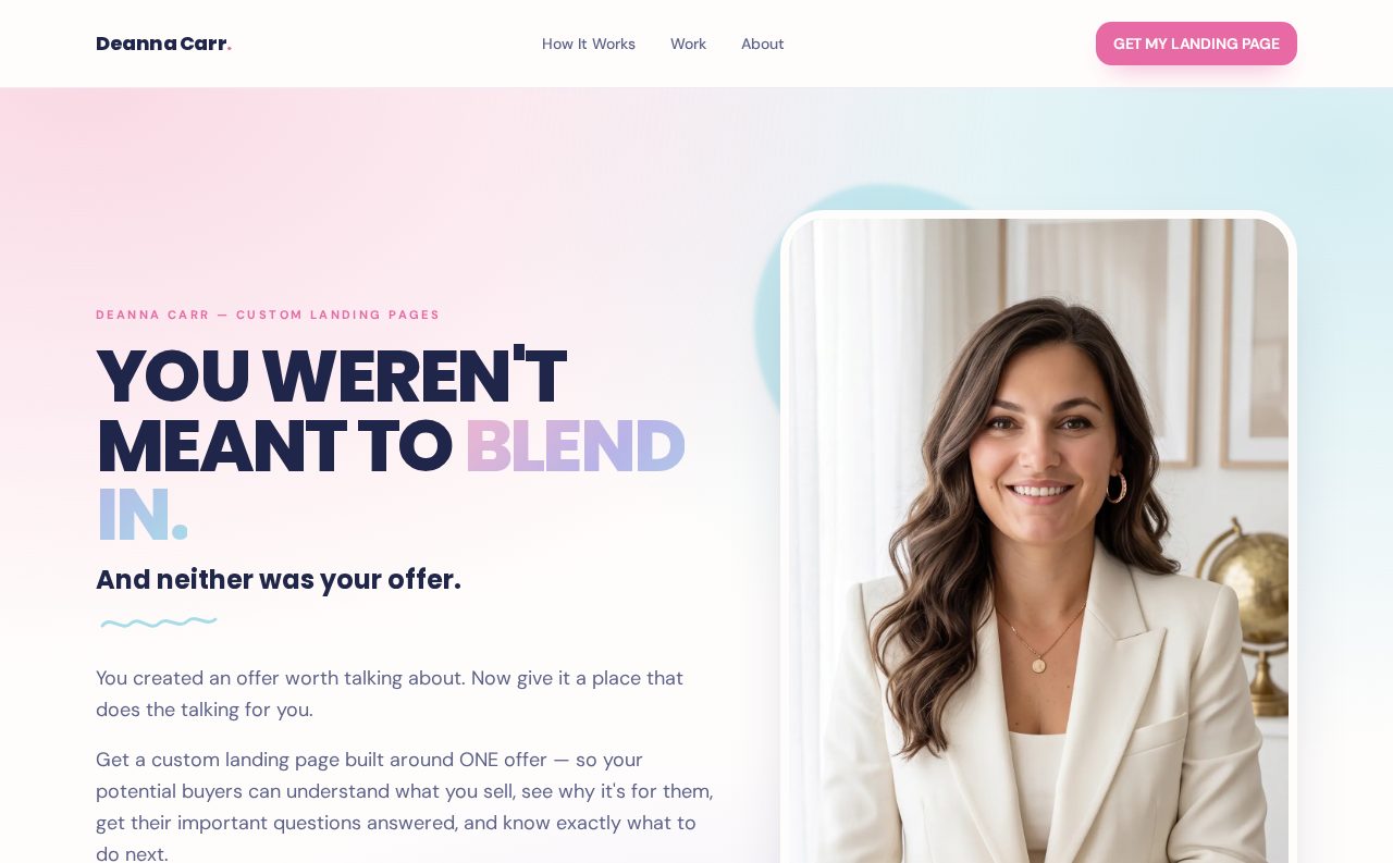 Custom landing page built by Deanna Carr