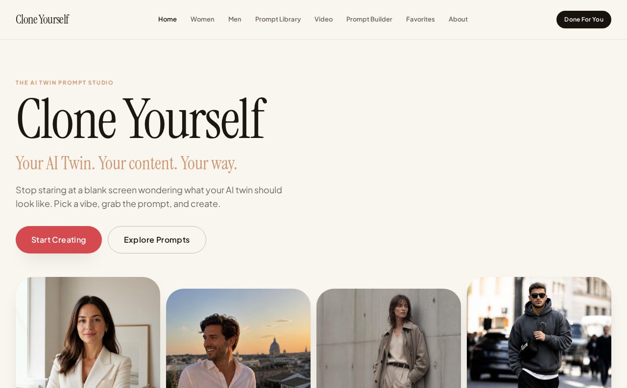 Clone Yourself — the AI Twin prompt studio